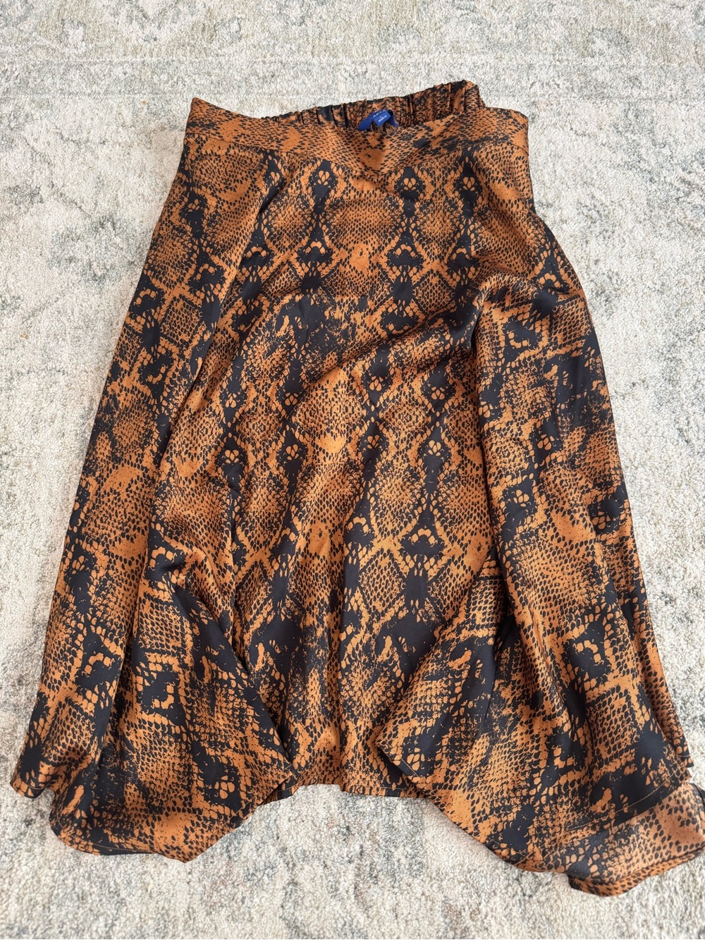Apt. 9 Brown and Black Snake Print Asymmetrical Midi Skirt